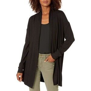 Daily Ritual Soft Cozy Knit Open Black Cardigan Sweater Sz M